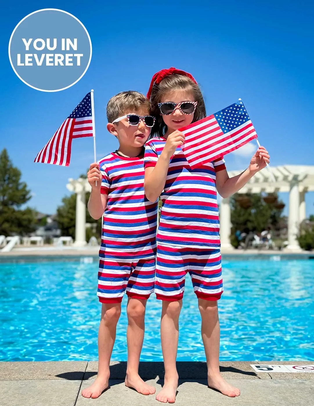Red White & Blue Stripes Matching Family Pajama Set