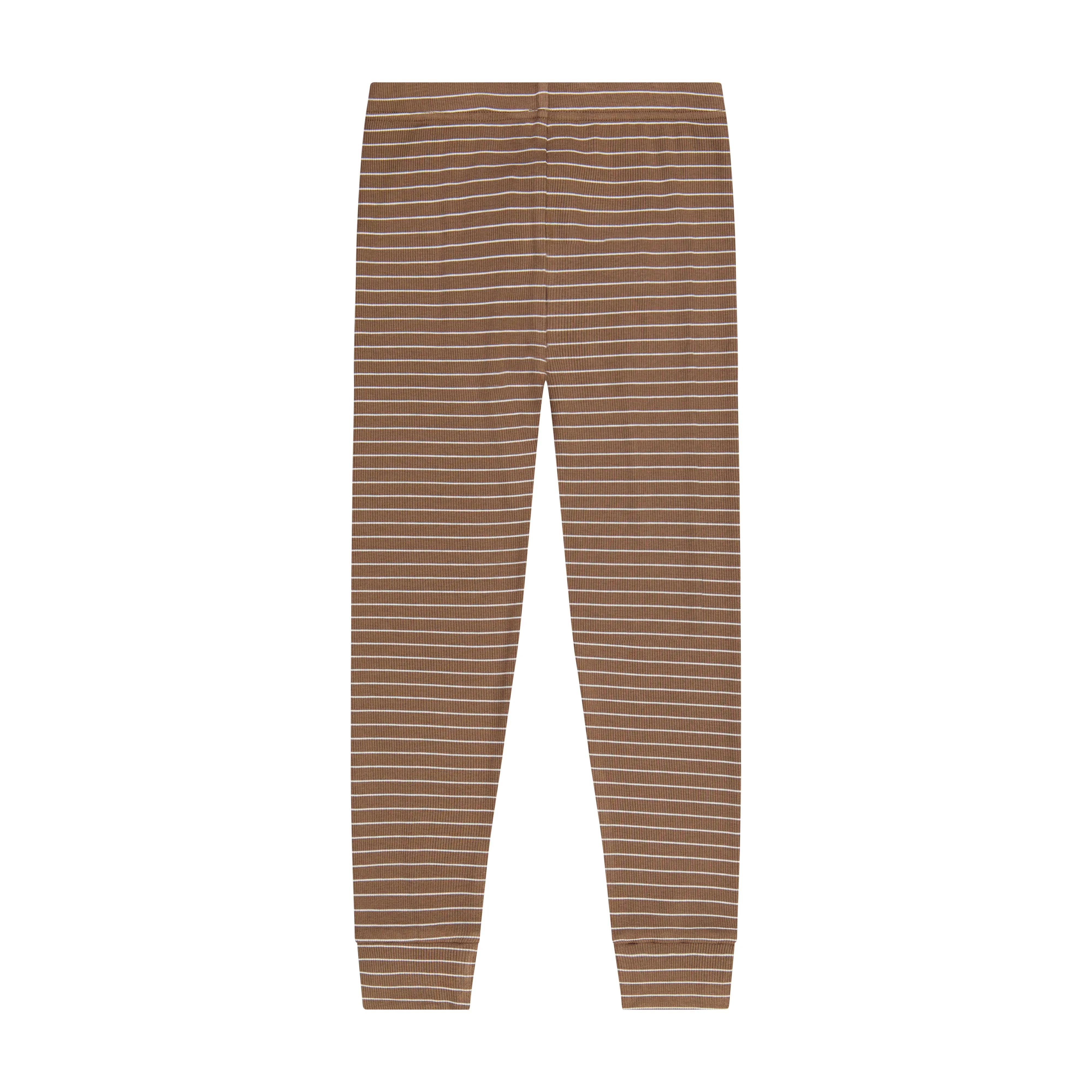 Rib Striped Pajamas Set Brown