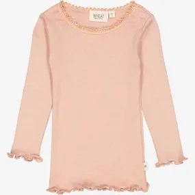Rib T-Shirt Lace LS | Baby - rose dawn