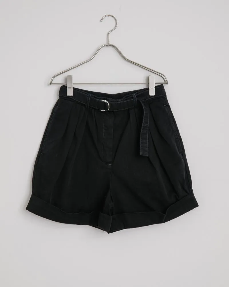 Rowanne Cotton Twill Shorts in Black