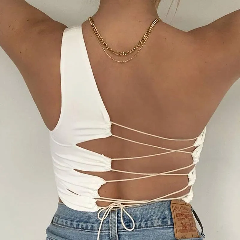 Sexy Blackless Shoulder Back Strap Tank Tops