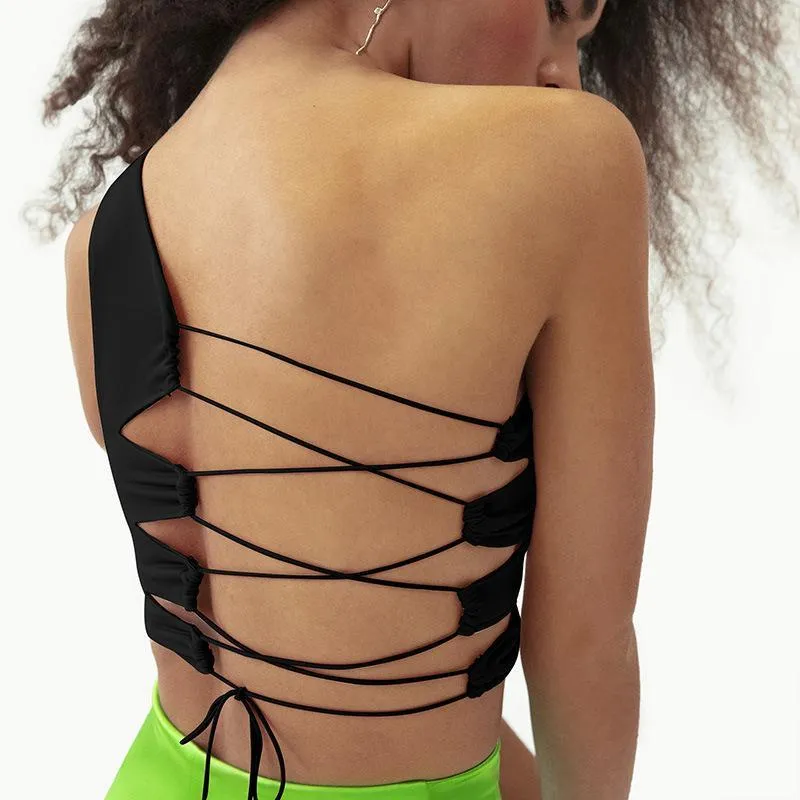 Sexy Blackless Shoulder Back Strap Tank Tops