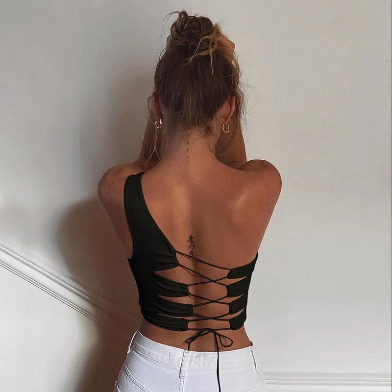 Sexy Blackless Shoulder Back Strap Tank Tops