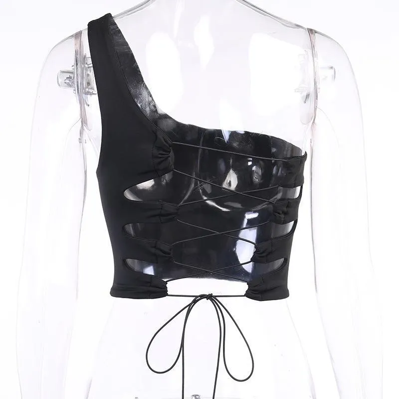 Sexy Blackless Shoulder Back Strap Tank Tops
