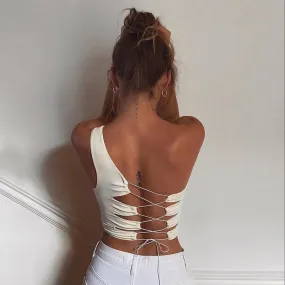 Sexy Blackless Shoulder Back Strap Tank Tops