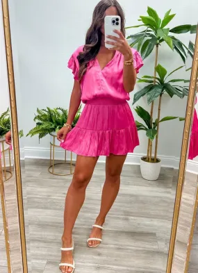 Short Ruffle Sleeve V-Neck Romper