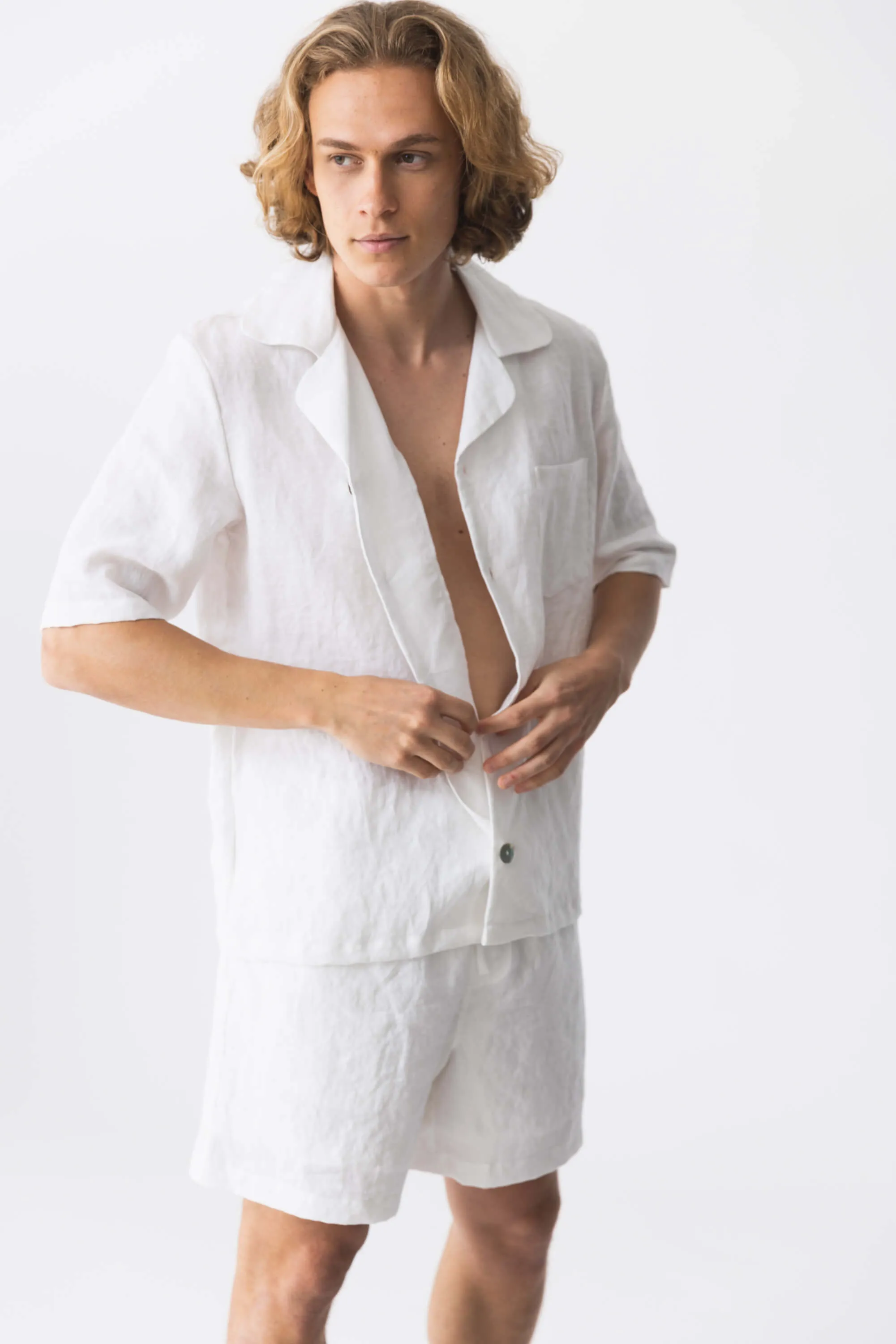 Short-sleeved linen pajamas lead grey - Emanuel