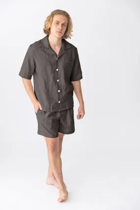 Short-sleeved linen pajamas lead grey - Emanuel