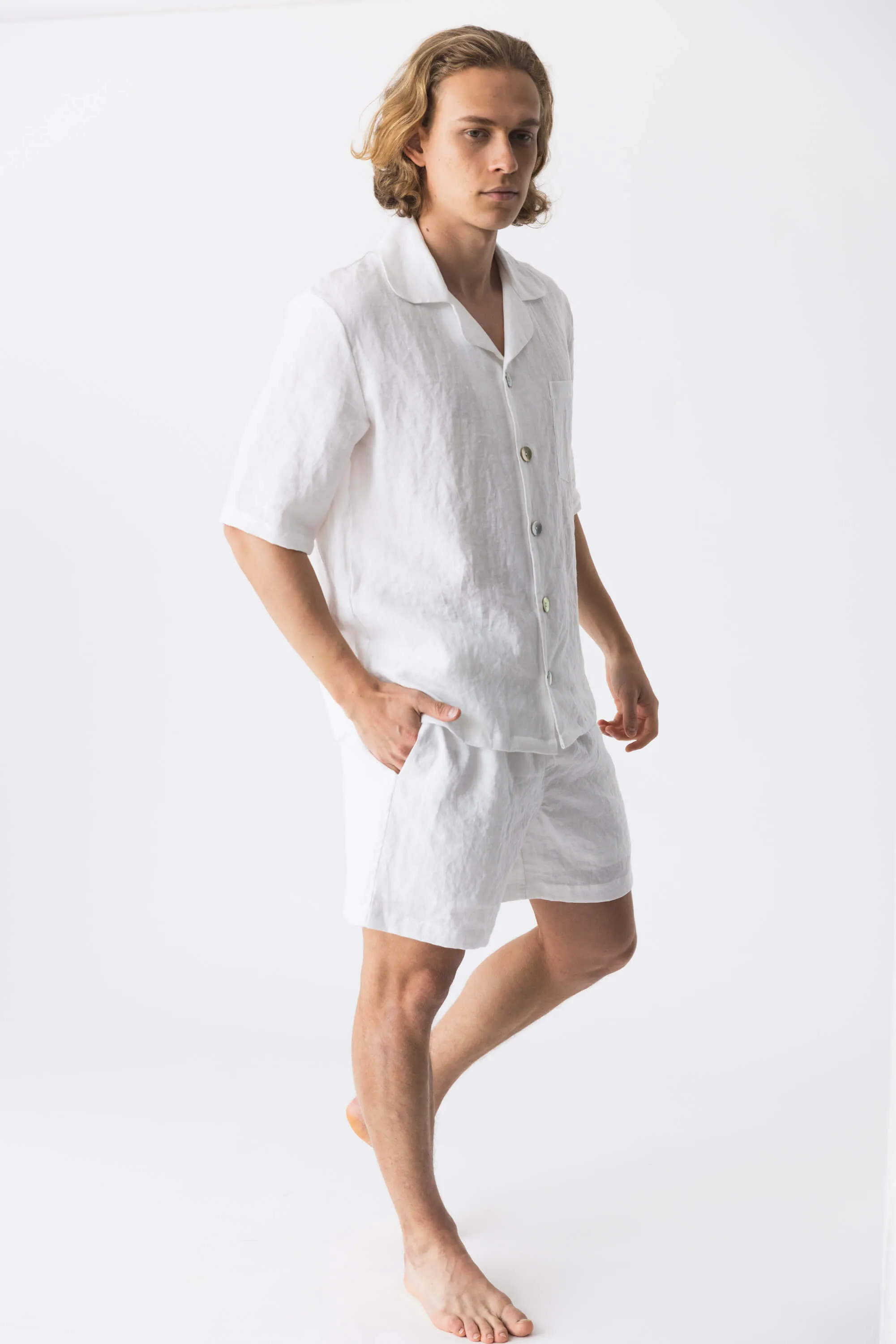 Short-sleeved linen pajamas lead grey - Emanuel