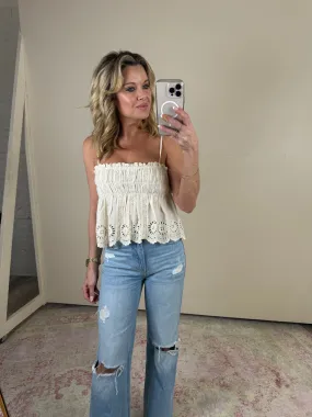 The Cutest Natural Ansley Eyelet Top