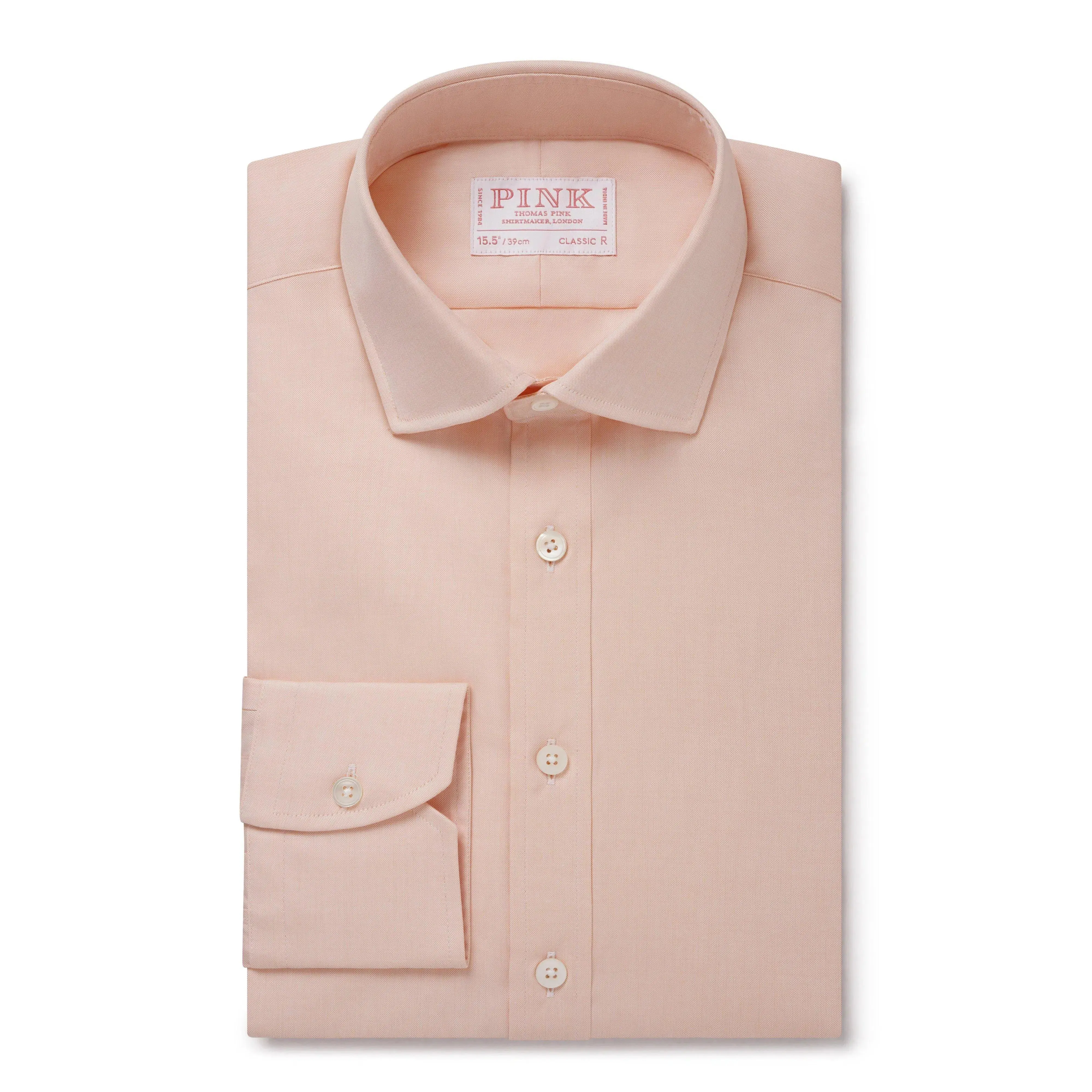 Thomas Pink Classic Fit Formal Cambridge Cotton Shirt Pale Orange/White