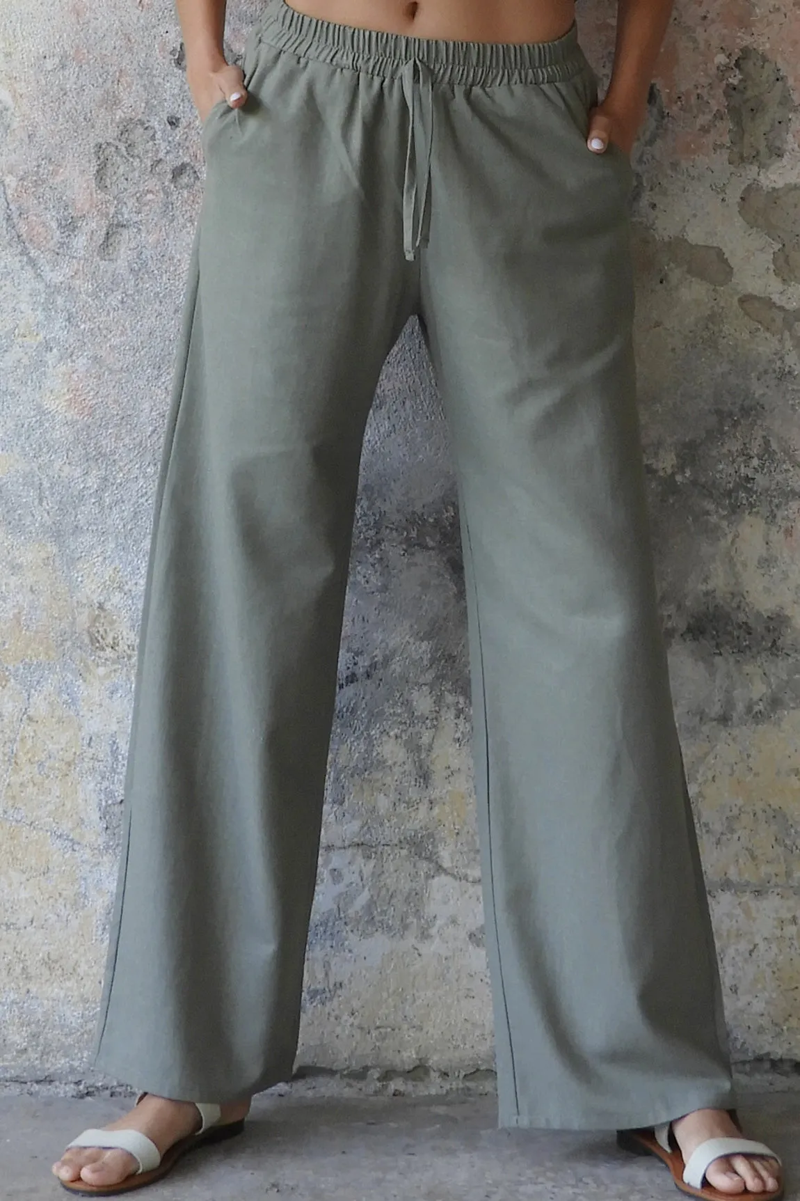 TRINITY Linen Blend Women's Pants (Almond Green, Dark Gray, Windsor Tan)