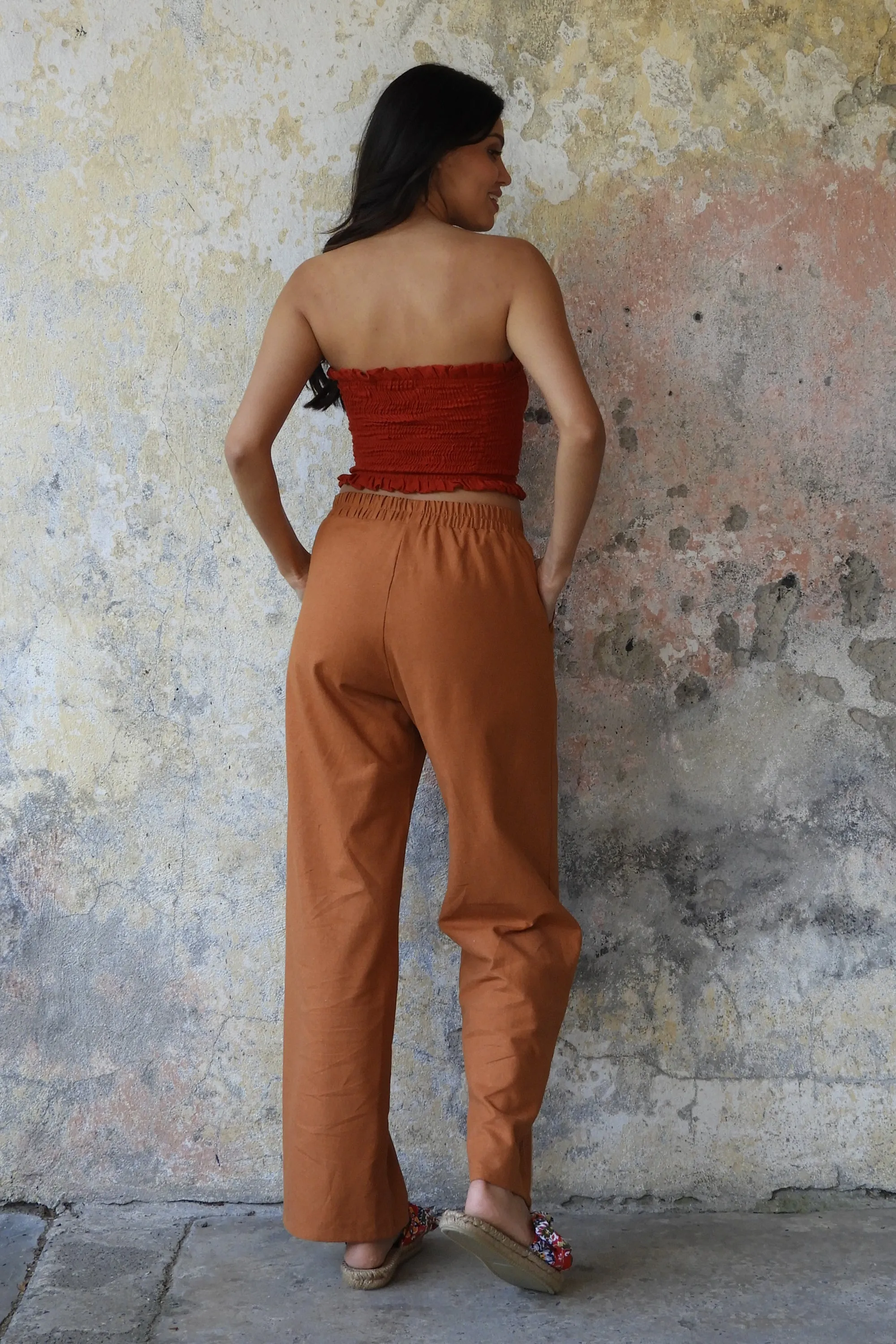 TRINITY Linen Blend Women's Pants (Almond Green, Dark Gray, Windsor Tan)