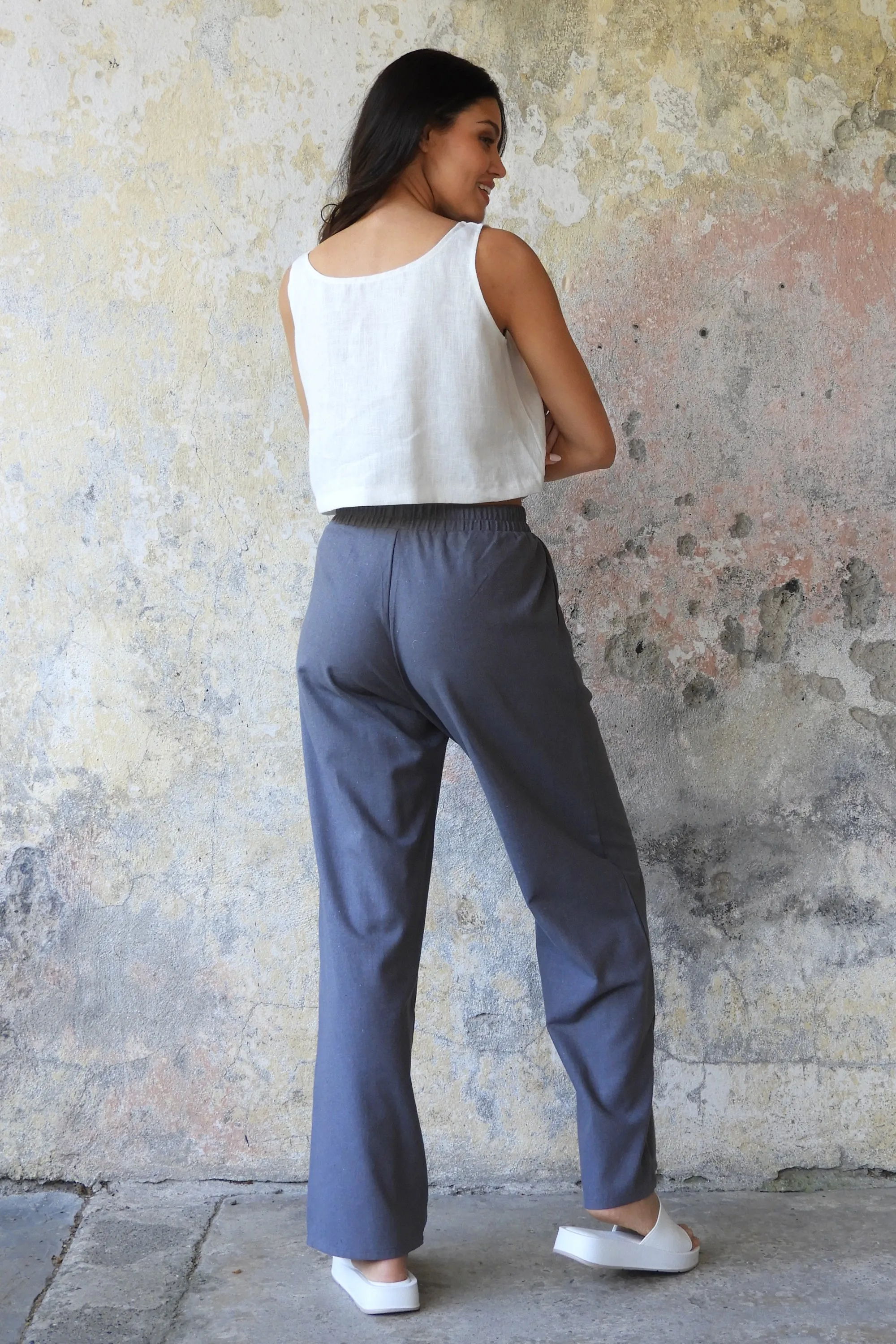 TRINITY Linen Blend Women's Pants (Almond Green, Dark Gray, Windsor Tan)