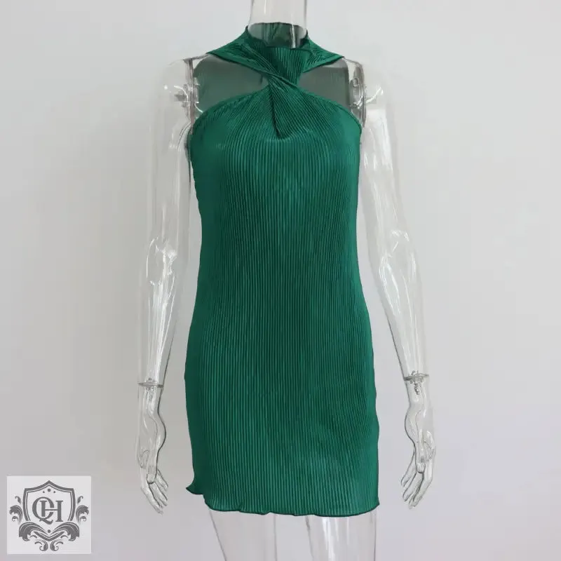 Twisted Halterneck Off-Shoulder Dress