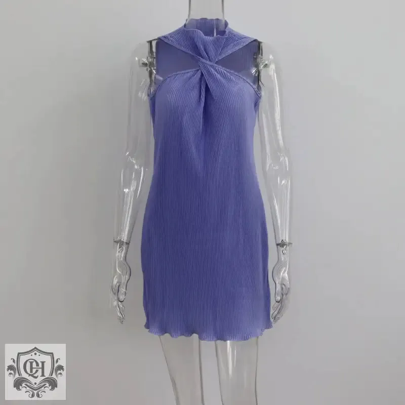 Twisted Halterneck Off-Shoulder Dress