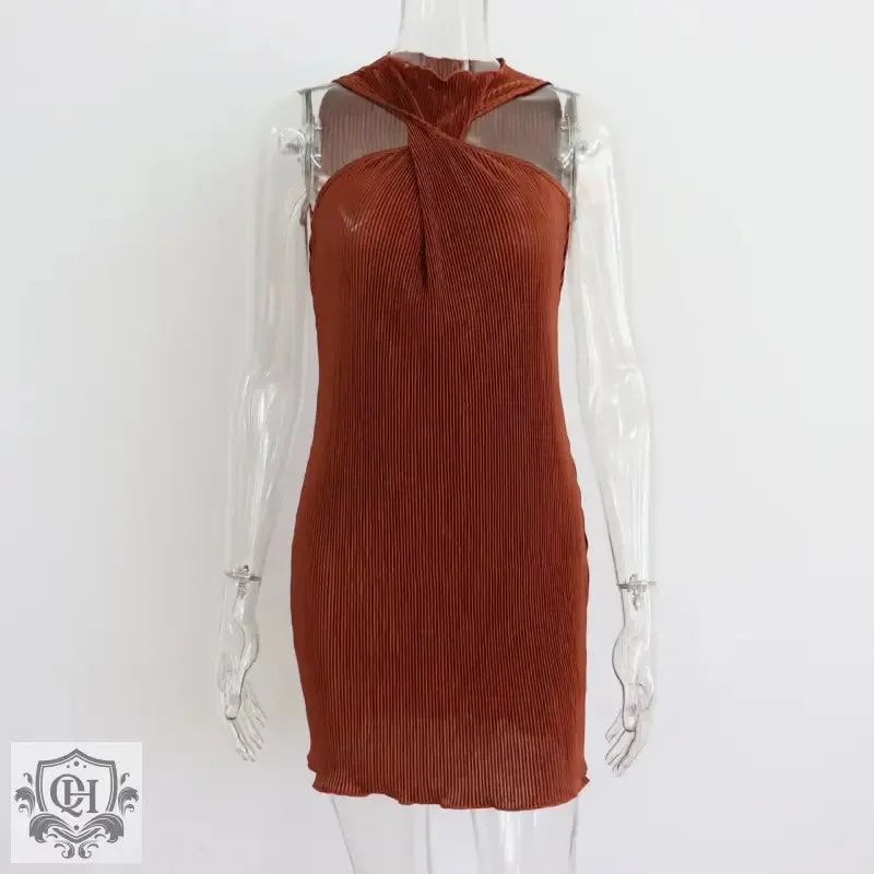 Twisted Halterneck Off-Shoulder Dress