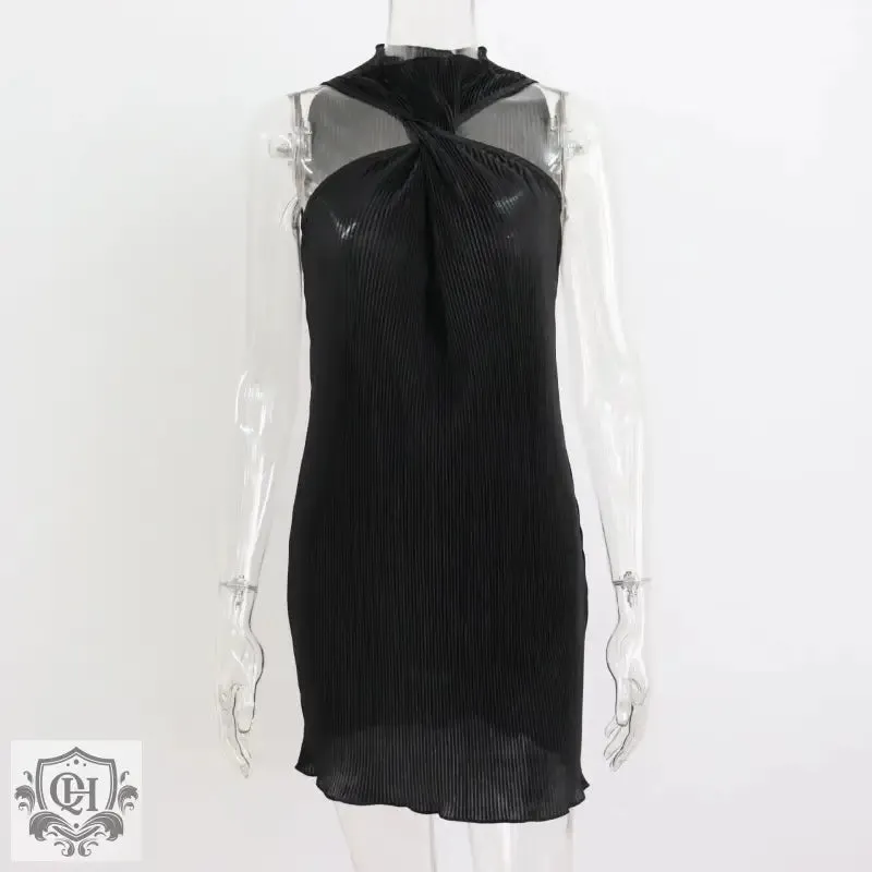 Twisted Halterneck Off-Shoulder Dress