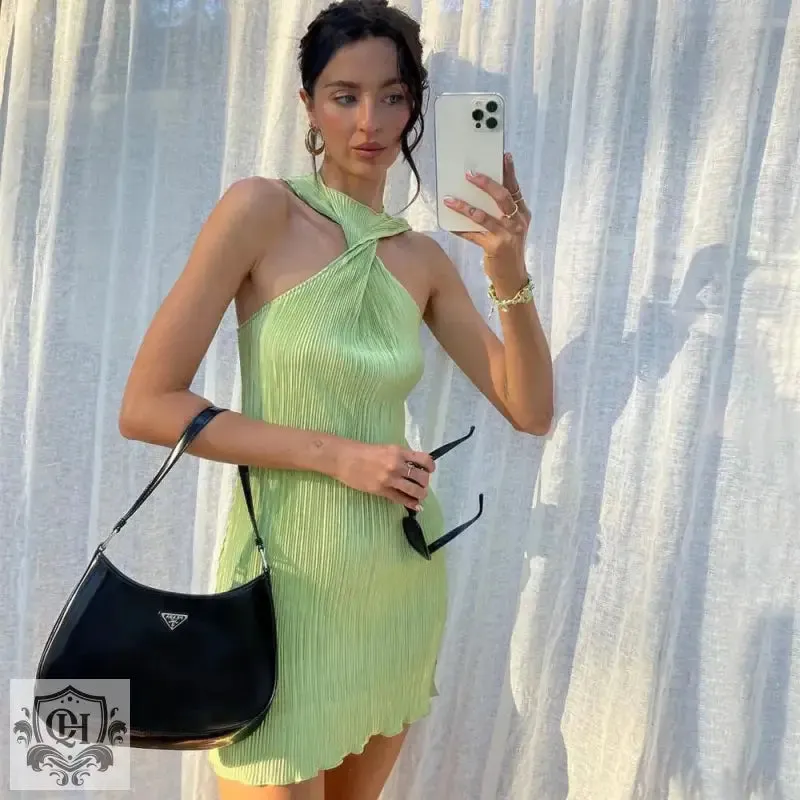Twisted Halterneck Off-Shoulder Dress