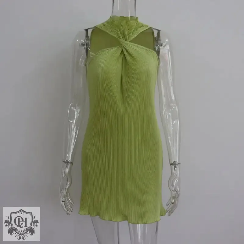 Twisted Halterneck Off-Shoulder Dress