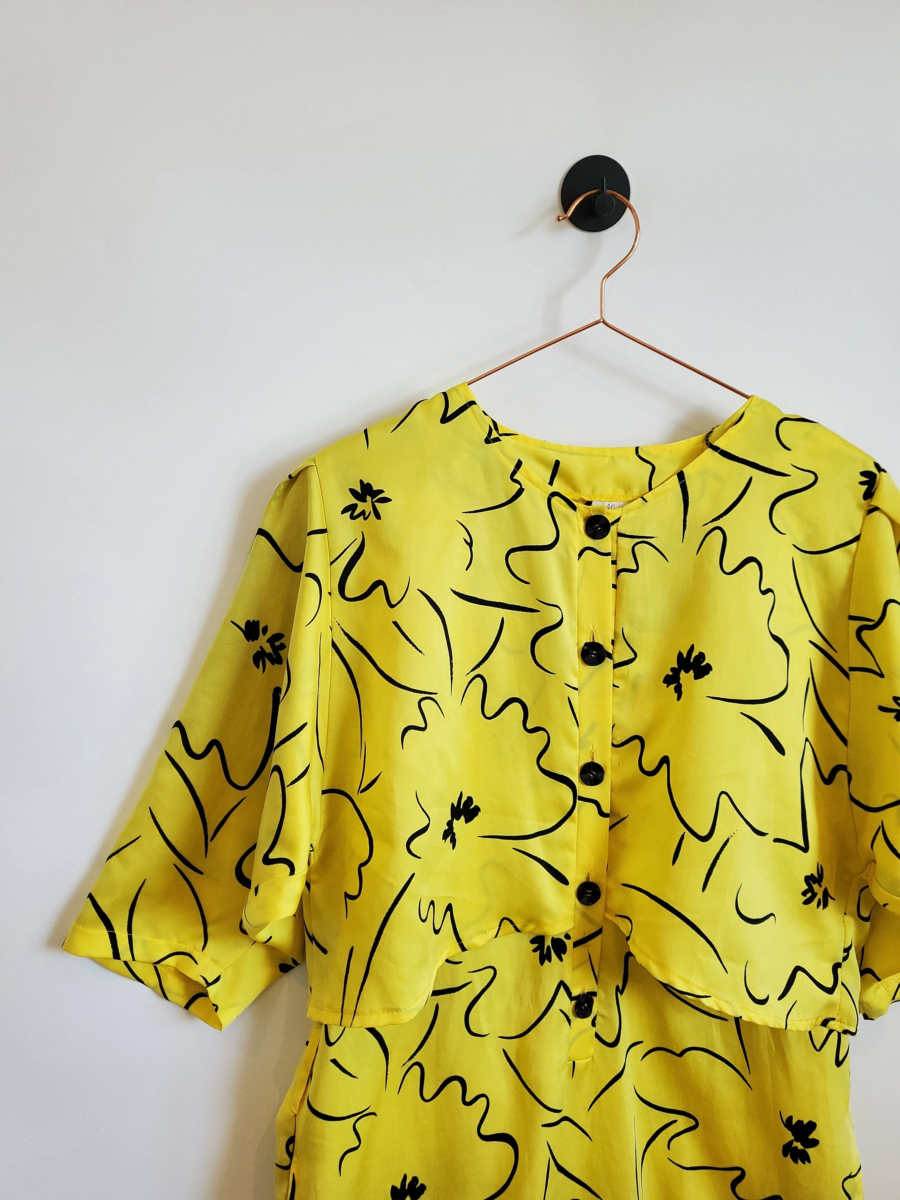 Vintage 80s Funky Print Batwing Dress | Size 10