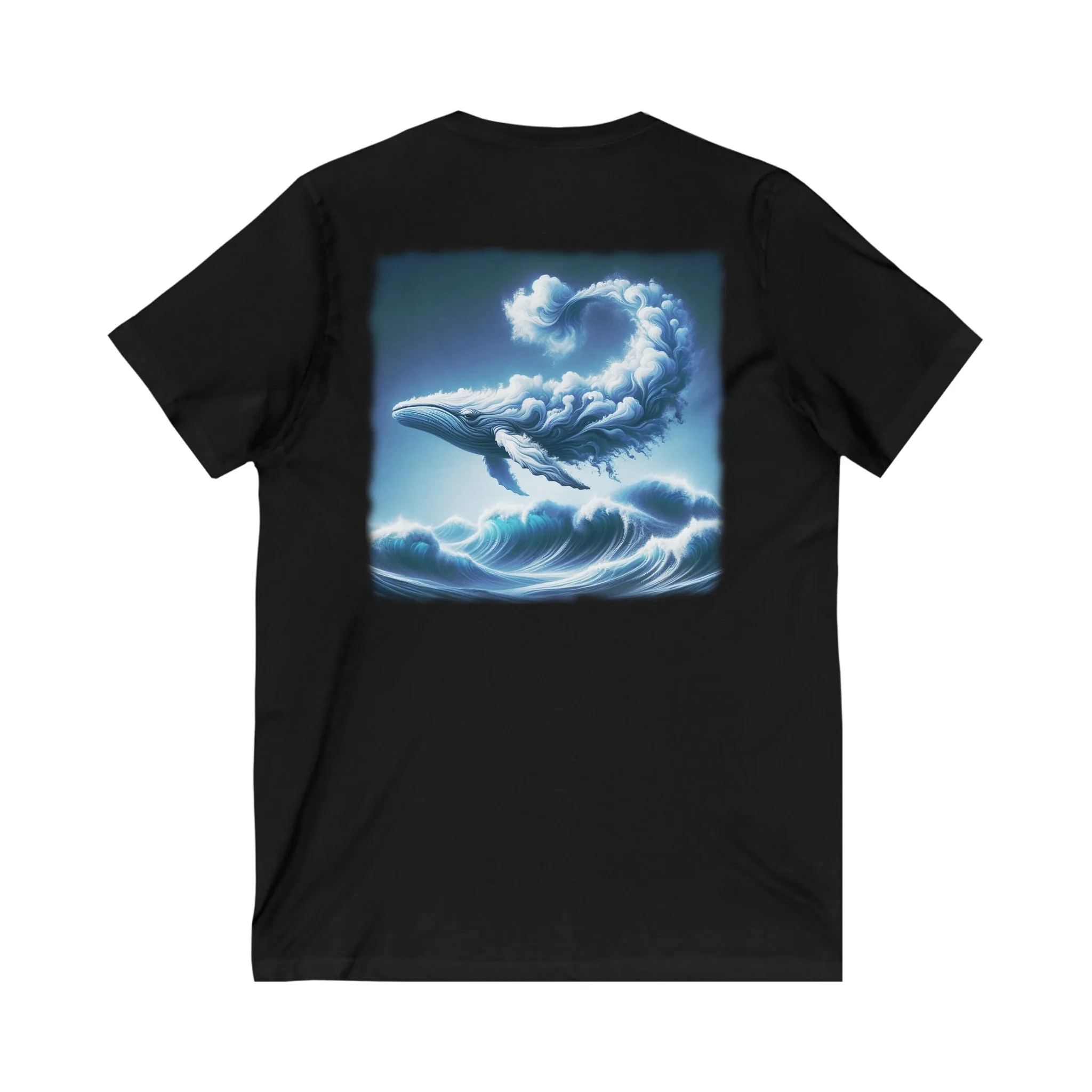 Whale Cloud, Unisex Jersey Short Sleeve V-Neck Tee