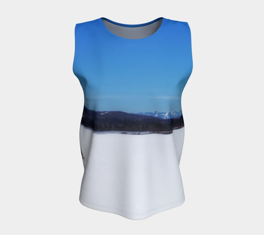 Women's All-Over Loose Long Tank Top - Glenmore Reservoir Winter