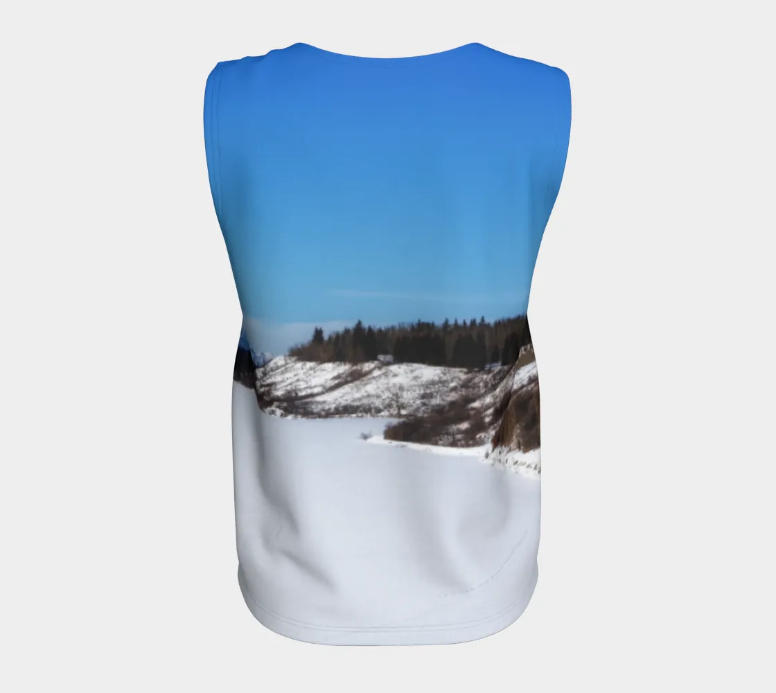 Women's All-Over Loose Long Tank Top - Glenmore Reservoir Winter