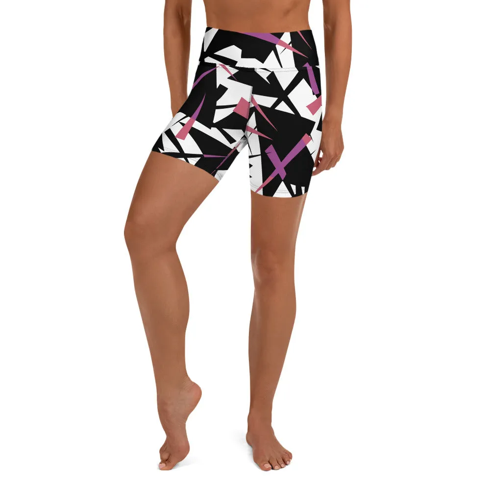 Yoga Shorts Geo Pink and Purple